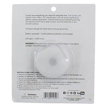 Conair Dome Lighted Mirror, 12x Magnification