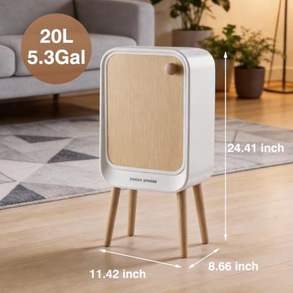 Motion Sensor Touchless Trash Can for Living Room Bedroom, 5.3 Gallon/20L Automatic Stainless Steel Slim Tall Garbage Can with Butterfly Lid&Legs, Wood Color - color: Wood