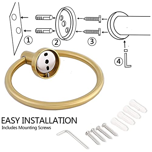 2 Pack Towel Ring, Hand Towel Holder No Drilling Heavy Duty Simple Round Towel Holder Wall Mount Towel Rack (Gold-2) - color: Gold-2