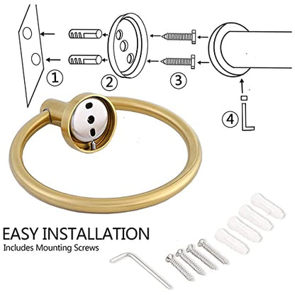 2 Pack Towel Ring, Hand Towel Holder No Drilling Heavy Duty Simple Round Towel Holder Wall Mount Towel Rack (Gold-2) - color: Gold-2