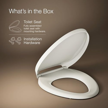 Kohler K-28004-96 Drift ReadyLatch Quiet Close Elongated Toilet Seat, Biscuit - color: Biscuit, size: L 15.0 x W 3.75 x H 21.12 (in.)
