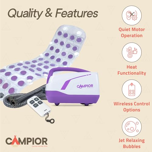 Bubble Bath Massager Mat for Bathtub, 47.24" x 14.57" Full-Body Heated Air Spa with 6-Level Adjustable Bubbles, Non-Slip Waterproof Design, Remote Control, for Stress, Muscle Relief & Relaxation, - color: Purple