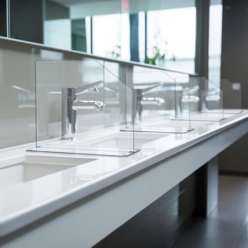 Vesici 2 Pcs Clear Acrylic Sink Splash Guard Freestanding Panel Barrier with Easy Reach Cutaway Kitchen Guard Protective Splatter Barrier for Home Hospital(19" Length, 18" Height, 4.5" Base) - size: 19" Length, 18" Height, 4.5" Base