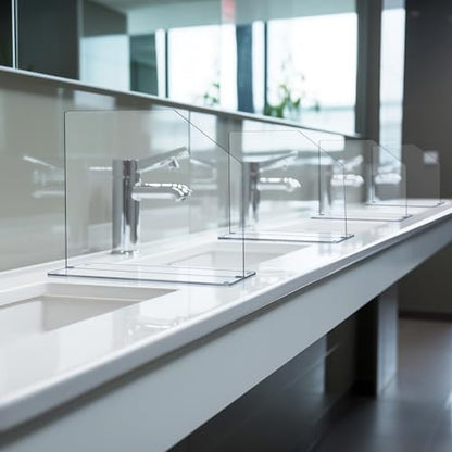 Vesici 2 Pcs Clear Acrylic Sink Splash Guard Freestanding Panel Barrier with Easy Reach Cutaway Kitchen Guard Protective Splatter Barrier for Home Hospital(19" Length, 18" Height, 4.5" Base) - size: 19" Length, 18" Height, 4.5" Base