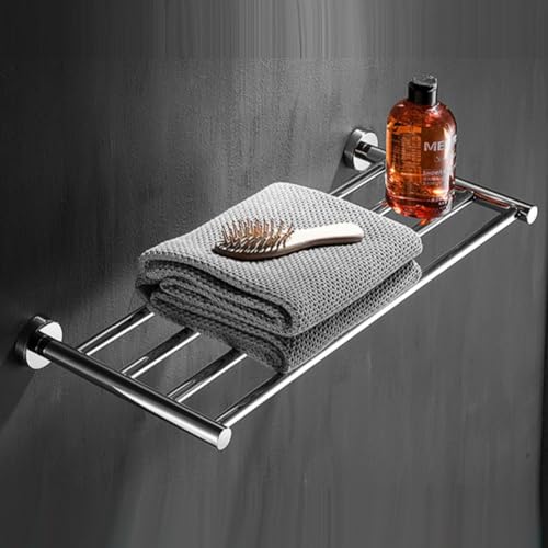 2-Tier Hotel Towel Racks for Bathroom, Wall Mounted Towel Shelf, 30 Inch Bathroom Towel Rack, Polished Chrome - color: Polished Chrome, size: 30 Inches