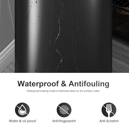 FDW Garbage Can 13 Gallon 50 Liter Kitchen Trash Can for Bathroom Bedroom Home Office Automatic Touch Free High-Capacity with Lid Waste Bin - color: Black, style: Plastics