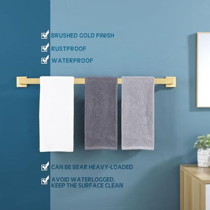 KOKOSIRI 32 Inch Gold Bath Towel Bar Bathroom Towel Rack Towel Holder Shower Hand Towel Hanger,Total Length 33.3 Inch, Brushed Gold, B4003BG-L32 - color: Brushed Gold, size: 32-Inch