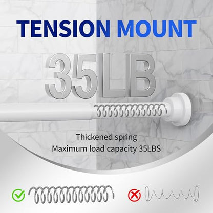 Mcrbeay Shower Curtain Rod, 1" Diameter Heavy Duty Tension Shower Rod | Adjustable 28-74 inch Non Slip No Drill Spring Tension Rod For Bathroom, Shower Stall, No Rust, White - color: White, size: 28-74 Inches