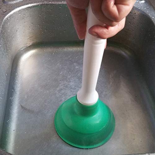 Drain Plunger, Mini Sink Unclogger, Small 4-Inch Clog Remover | Rubber Cup Hand Plumber Helper, Force Tiny Compact Tool with 9" Short Handle for Kitchen Bathroom, Toilet, Shower, Bath Tub - color: Green