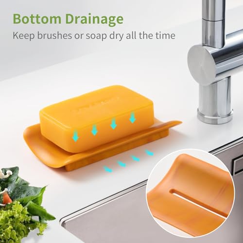 LOYATRO Bar Soap Holder for Shower Silicone Soap Dish for Bathroom Sink Soap Saver Bathtub Self Draining Soap Tray(A-Green,1) - color: A-green