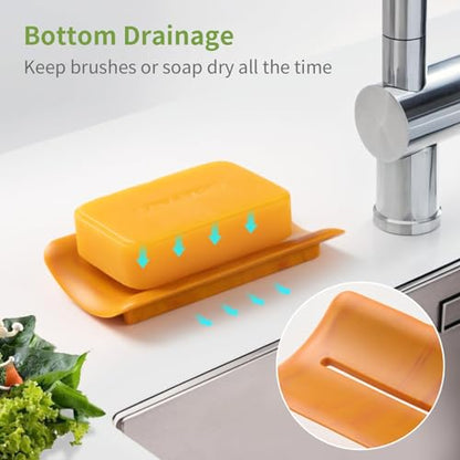 LOYATRO Bar Soap Holder for Shower Silicone Soap Dish for Bathroom Sink Soap Saver Bathtub Self Draining Soap Tray(A-Green,1) - color: A-green