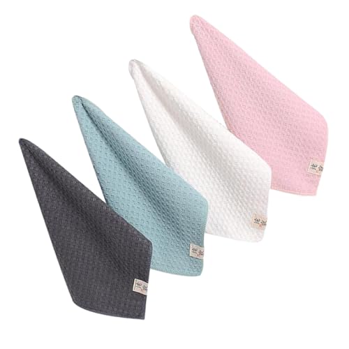 Toyvian Quick-Drying Absorbent Square Towels Microfiber Face Cloths Multipurpose Washcloths for Bath and Saliva Use 4pcs Color Assorted Style