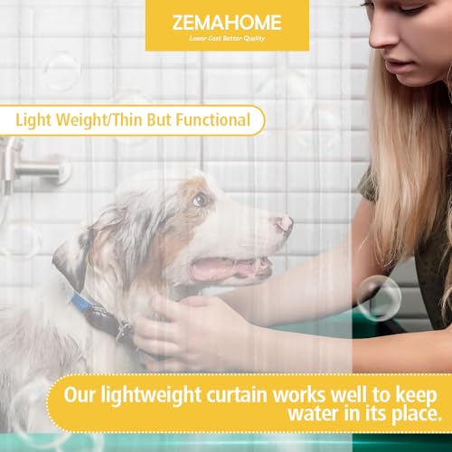ZEMAHOME Clear PEVA Plastic Shower Curtain Liner Premium Light Weight 72" x 72" Transparent Bathroom Shower Showroom Curtain Liner with Rustproof Metal Gromments and Weighted Magnet - color: A01-clear, size: 72"W x 72"L (Pack of 1)