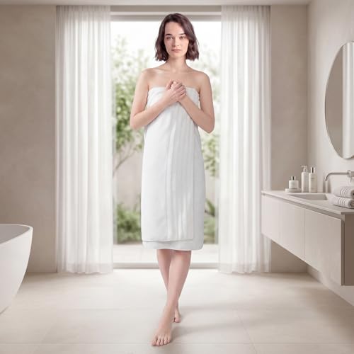 ecolook Soft Bath Towels 2 Pack, 100% Cotton Ultra Absorbent & Quick-Drying | Luxury Lightweight with Hanging Loop, White towels for Bathroom Shower Gym Travel - color: White