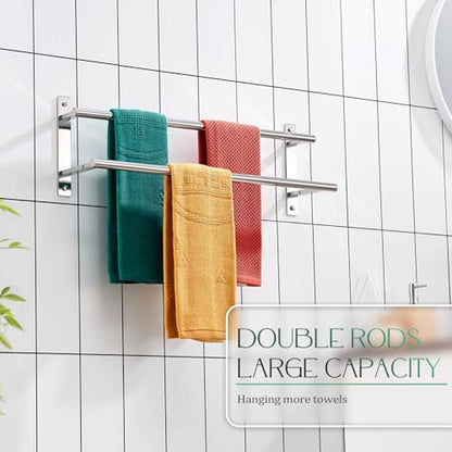 KOKOSIRI Bathroom Towel Racks 24 Inch Double Towel Bars Bath Towel Holder Towel Storage Towel Shelves Towel Rails Wall Mount Stainless Steel Polished Chrome B5010CH-L24 - color: Polished Chrome, size: 24-Inch
