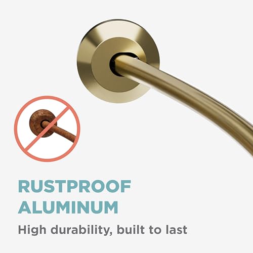 Zenna Home Rustproof Curved Shower Curtain Rod, No Drill Tension or Permanent Mount Adjustable Curved Shower Rod for Bathroom, Easy Install, Rounded for Extra Room, 50 to 72 Inches, Gold - color: Gold