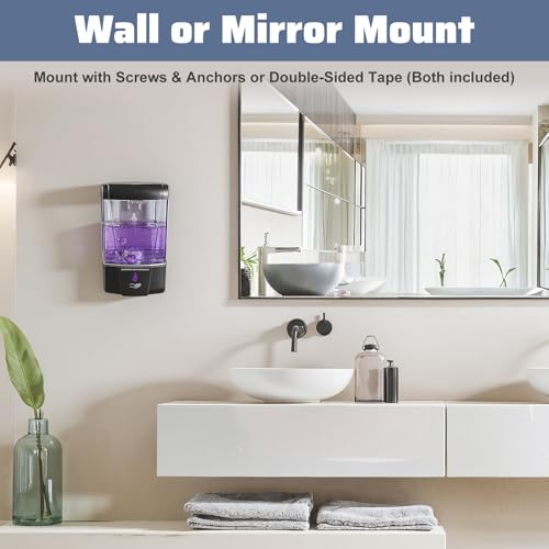4 Pack Automatic Soap Dispenser Wall Mount,Touchless Liquid Soap Dispenser,Battery Operated,600 ml / 20 oz Commercial Hand Detergent Dispenser for Office Home Kitchen School Bathroom Hotel Restaurant - color: Black