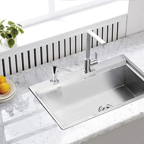 Samodra Sink Soap Dispenser, Metal Pump Head Liquid Lotion Countertop Kitchen Bathroom Soap Dispenser with 17 OZ PET Bottle (Chrome) - color: Chrome
