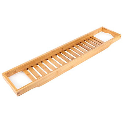 Premium Bamboo Bathtub Tray Caddy - Wood Bath Tray Expandable with Book, Wine Holder Idea for Loved Ones