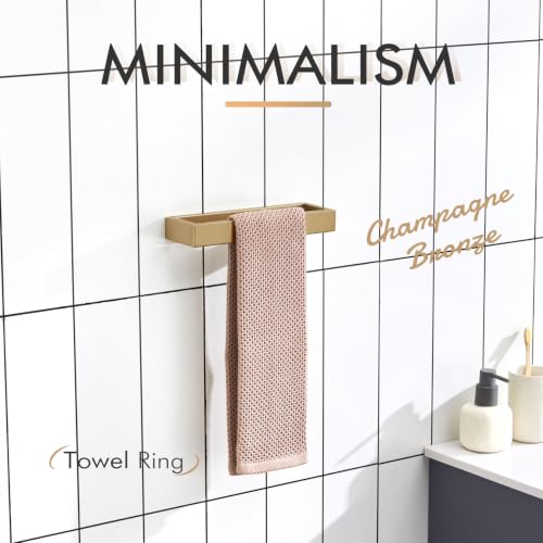 KOKOSIRI Towel Ring for Bathroom Hand Towel Holder 9 Inch Towel Hanger Rack Champagne Bronze Stainless Steel Wall Mount, 1 Pack B4008CPG-L9 - color: Champagne Bronze, size: 1 Pack