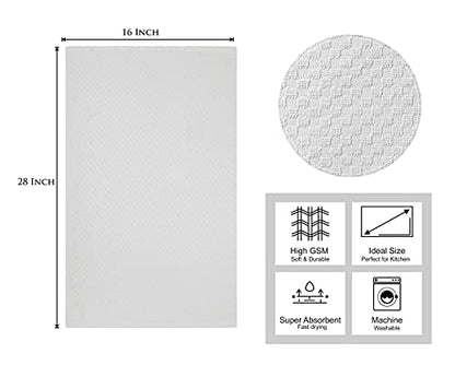 COTTON CRAFT Amazing Kitchen Towels - 8 Pack 100% Cotton Waffle Terry Towel | White - 16x28 inch Euro Café Waffle Weave Dish Towels - Soft Absorbent Quick Dry Low Lint Reusable Pantry Bar Cleaning Cloth - color: White, size: 8 Pack