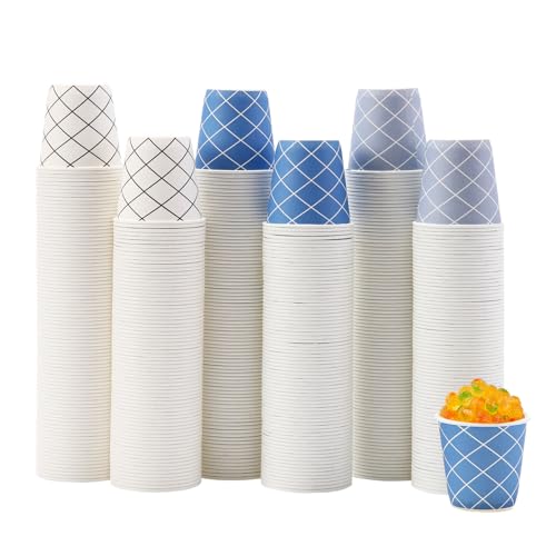 Tamone 600 Pack 3 oz Bathroom Cups, Small Paper Cups, Mouthwash Cups, Disposable Paper Cups, white, blue cups, gray cups, 3oz Paper Cups for Party, Picnic, BBQ, Travel, Home and Event - color: white & blue & grey