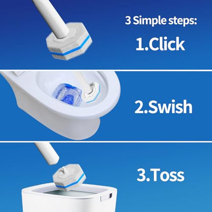 60pc Refills Disposable Toilet mats Brush Cleaning System, Toilet Cleaning Brush, 60 Replacement Brush Heads, No Handle or Base，Toliet Refills,Toilet Bowl Clean Refill Pads,Toilet Scrubber Refill - style: 60 refflls（Without handle）