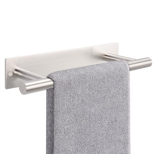 NearMoon Self Adhesive Hand Towel Holder/Towel Ring, Stainless Steel Hand Towel Bar Rustproof Stick on Wall-Towel Rack for Bathroom/Kitchen, Sticky and Wall Mounted (1, Brushed Nickel) - color: Brushed Nickel