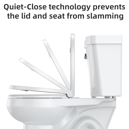 GarveeTech Toilet Seat, Round Toilet Seat, Quick-Release Structure Toilet Seat, Quick-Attach Hardware & Full Flat With Grip-Tight Bumpers, Quiet-Close Seat, White - size: 17 Inch