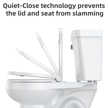 GarveeTech Toilet Seat, Round Toilet Seat, Quick-Release Structure Toilet Seat, Quick-Attach Hardware & Full Flat With Grip-Tight Bumpers, Quiet-Close Seat, White - size: 17 Inch
