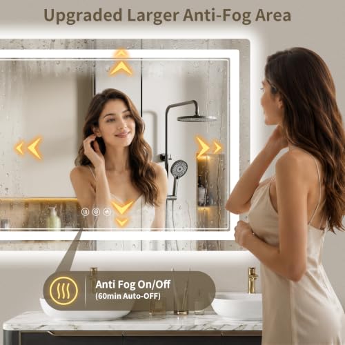 30"x71" LED Bathroom Mirror with Lights, Backlit + Front Lit, Anti-Fog, Lighted Bathroom Mirror for Wall, HD Shatterproof Tempered Glass, Dimmable, Memory Function (Horizontal/Vertical) - size: 71"L x 30"W