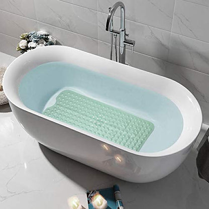 YINENN Bath and Shower Safety Mats 40x16 inch, Non Slip with Suction Cups for Bathroom Stall and Tub Floor, Extra Large and Machine Washable, Drain Holes Keep Bathtub Clean, Light Green - color: Light Green