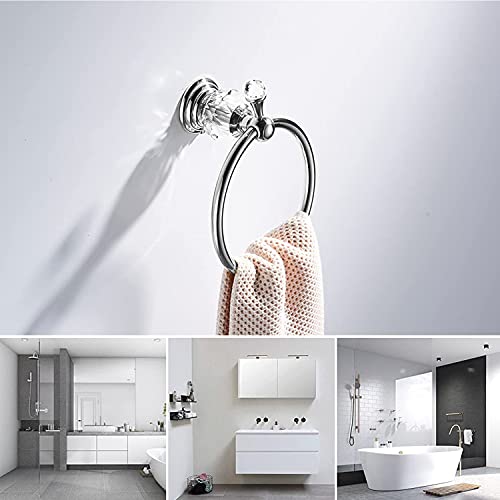 WOLIBEER Crystal Towel Hook, Chrome Towel Ring Toilet Paper Holder Hand Towel Holder Tissue Roll Paper Holder Towel Hanger Silver Bathroom Accessories 2 Pieces Wall Mounted - color: Chrome