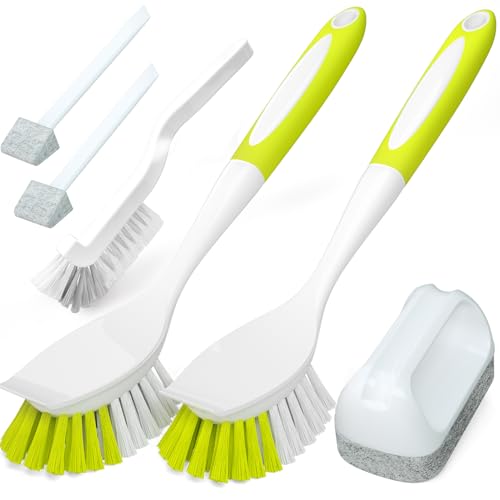 Holikme Dish Brush Cleaning Brush Set for Cleaning Groove Gap,Yellow | Dish Brush Set Cleaning Brush Set, Scouring Pad for Cleaning, Groove Gap Brushes for Pot, Pan, Abrasive Wheel Brushes - color: Amarillo