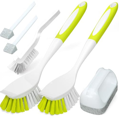 Holikme Dish Brush Cleaning Brush Set for Cleaning Groove Gap,Yellow | Dish Brush Set Cleaning Brush Set, Scouring Pad for Cleaning, Groove Gap Brushes for Pot, Pan, Abrasive Wheel Brushes - color: Amarillo