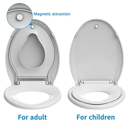 Toilet Seat Elongated White Flat Toilet Seat Cover with Quick Release Easy Clean Hinges, Comfortable Fit for Standard Toilets, Perfect for Home Bathroom Upgrades, Apartments and Guest Restrooms - size: Elongated with Toddler Seat