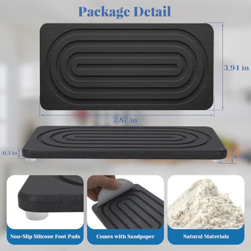 Stone Drying Tray, Water Absorbing Stone Tray, Natural Diatomaceous Earth Stone Sink Mat, Instant Dry Sink Coasters, Kitchen Sponge Hand Soap Holder, Quick Dry, Ease Cleaning - color: Concrete Grey