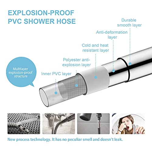OFFO Ultra-Flex Shower Hose, 48 in Premium RV PVC Handheld Shower Head Hose Flex Hoses Extension with Brass Insert and Nut for Bathing Pet Bathing, Silver Gray - color: Silver Gray, size: 48 in