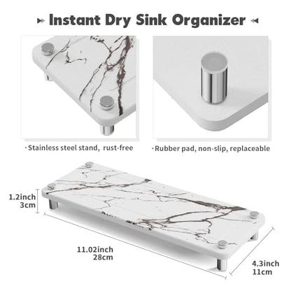 Kitchen Sink Caddy, Kitchen Sink Caddy Diatomite Water Absorbing Stone Tray, Marble - color: Marble