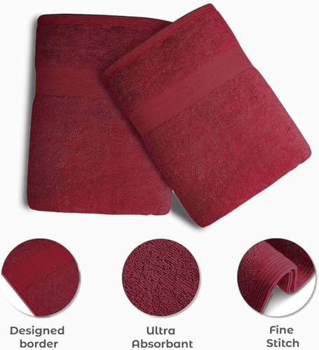 Luxury Bath Towels Set of 4 (27” x 54”) | Towels for Bathroom | Super Soft | Highly Absorbent Towels for Home, Spa, Gym (Burgundy) - color: Burgundy