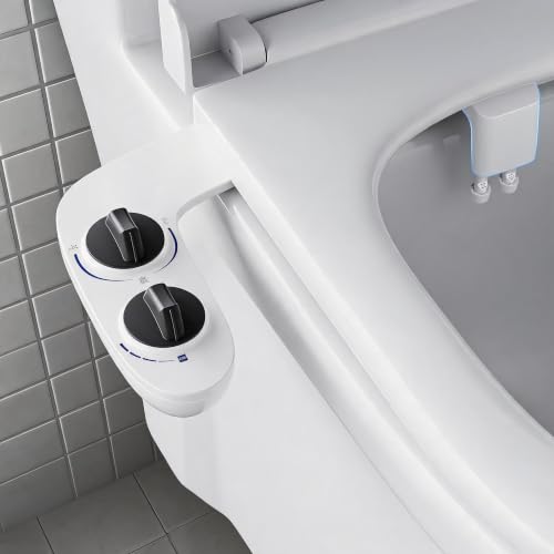 Bidet Attachment for Toilet, Non-Electric Dual Nozzle Toilet Sprayer, Cold Water Adjustable Pressure Bidet Sprayer for Women, Elderly & Postpartum Hygiene, Easy Install Portable Bathroom Bidet - color: Black Knob