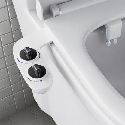 Bidet Attachment for Toilet, Non-Electric Dual Nozzle Toilet Sprayer, Cold Water Adjustable Pressure Bidet Sprayer for Women, Elderly & Postpartum Hygiene, Easy Install Portable Bathroom Bidet - color: Black Knob