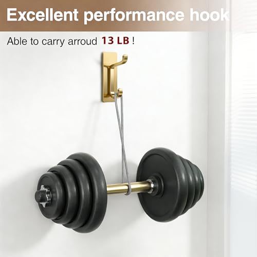 pickpiff 12 Pack Stick-on Hooks Strong 13LB for Coat & Towel, Brushed Gold - color: Gold, size: 12 Pack