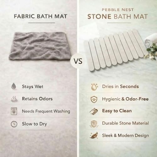 Foldable Stone Bath Mat Large 30" x 17" – Diatomaceous Earth Quick Drying Non-Slip Bathroom Mat – Super Absorbent Diatomite Mat, Durable & Easy to Clean, Modern (White, Large 30" x 17") - color: White