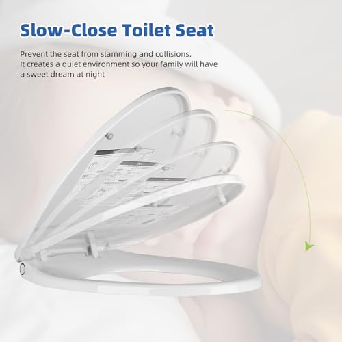 Universal Elongated Toilet Seat Softclose Cover, One-Click to Quick Release | Compatible with TOTO/Gerber/Kohler Oval Toilet Seats, 2-Pack Toilet Bolts and Nuts, Non-Slip Toilet Bumpers, White - style: One-click Universal Elongated Fit
