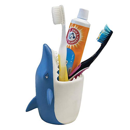 Kids Toothbrush Holder Toothbrush Organizer – Durable Silicone Animal Tooth Brush Holder – Easy to Clean Toothbrush and Toothpaste Holder – Toothbrush Holders for Bathrooms by Lily’s Home - Shark - color: Shark