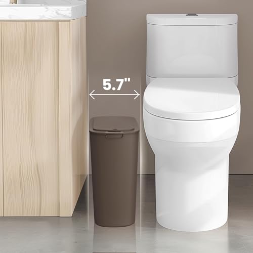 Cesun Automatic Motion Sensor Bathroom Trash Can with Lid, 2.6 Gallon Touchless Trash Bin, Smart Plastic Slim Garbage Can Small Brown Wastebasket for Toilet, Office, rv, Bedroom, Living Room | Motion Sensor, Plastic, Touchless, Odor Control, Smart Garbage