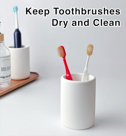 Nature Diatomite Toothbrush Holders for Bathrooms,Drying Stone Electric Toothbrush Holder, Toothpaste Holder, Water-Absorbent, Hand Made, Toothbrush Organizer for Bathroom Countertop, White - size: Single