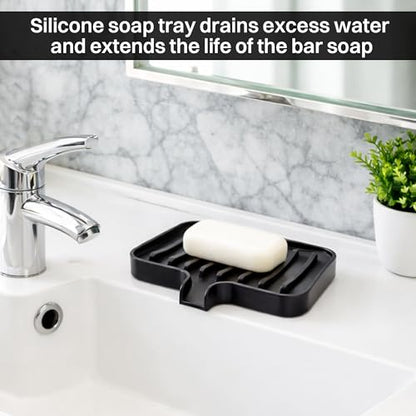 Matte Black Soap Tray- Soap Holder for Shower, Suction soap Holder, Self draining soap Dish for Shower, Black soap Dish, Saop Tray for Bathroom Sink