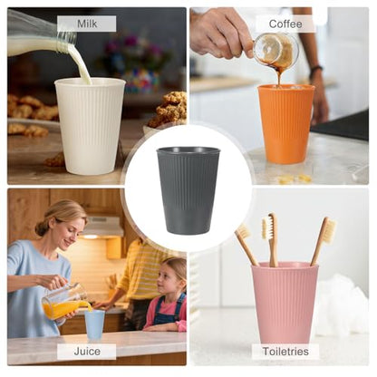 uxcell 4 Pcs Simple Toothbrush Cup, 3.3 x 3.3 x 4.2 Dishwasher Safe Bathroom Tumbler Reusable Plastic Cup Set for Storing Toothpaste Combs, Gray - color: Gray